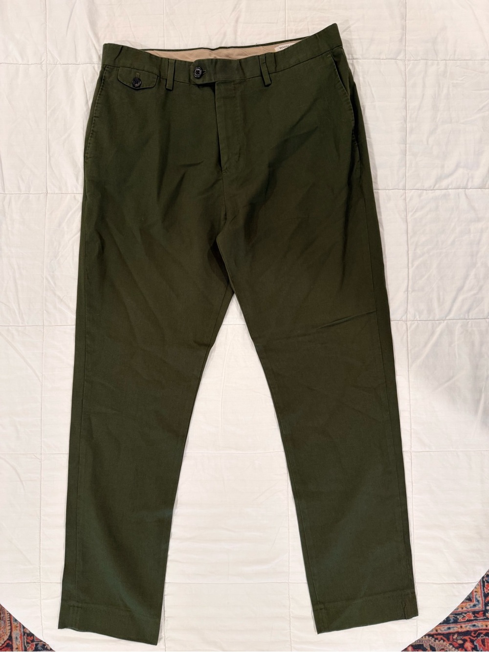 Banana Republic Men's Olive Green Tailored Slim Fit Trousers, Size 34R - Picture 2 of 7